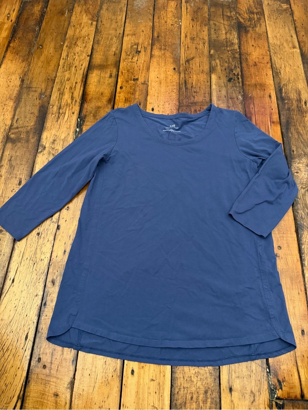 J. Jill Navy 3/4 Sleeve Scoop Neck Tunic